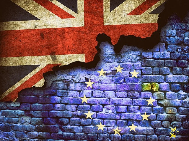 British and EU Flags Broken