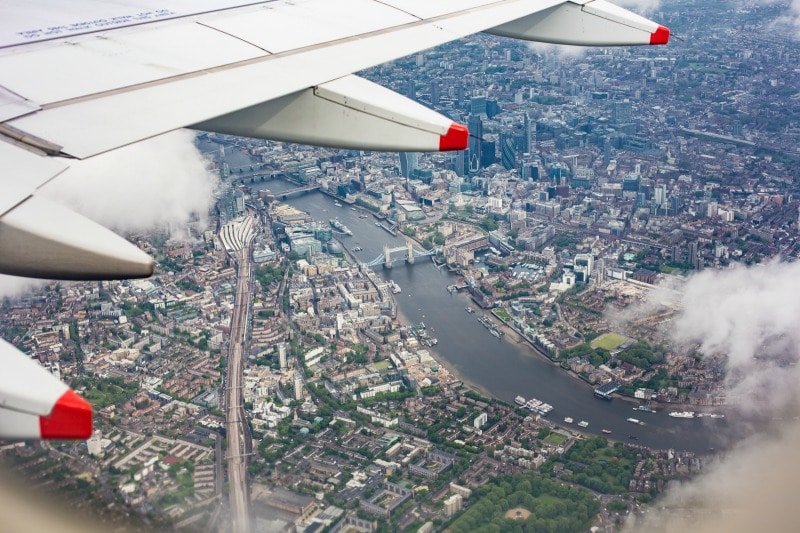 Airplane Wing Over London
